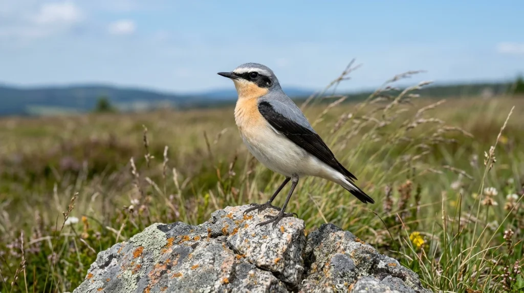 Samec bělořita šedého na žulovém kameni (Obrázek vygenerovaný umělou inteligencí)
